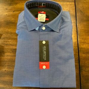 Awearness Kenneth Cole Slim Fit AWEAR-TECH Blue Long Sleeve Size 16.5 Tall